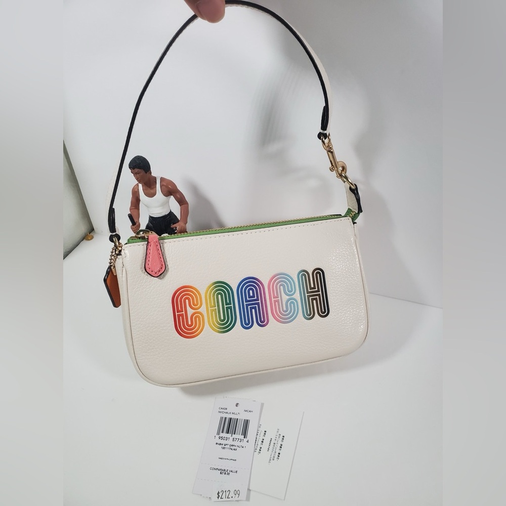 Sold❌Coach Nolita 19 With Rainbow Coach Chalk White Multi CA438